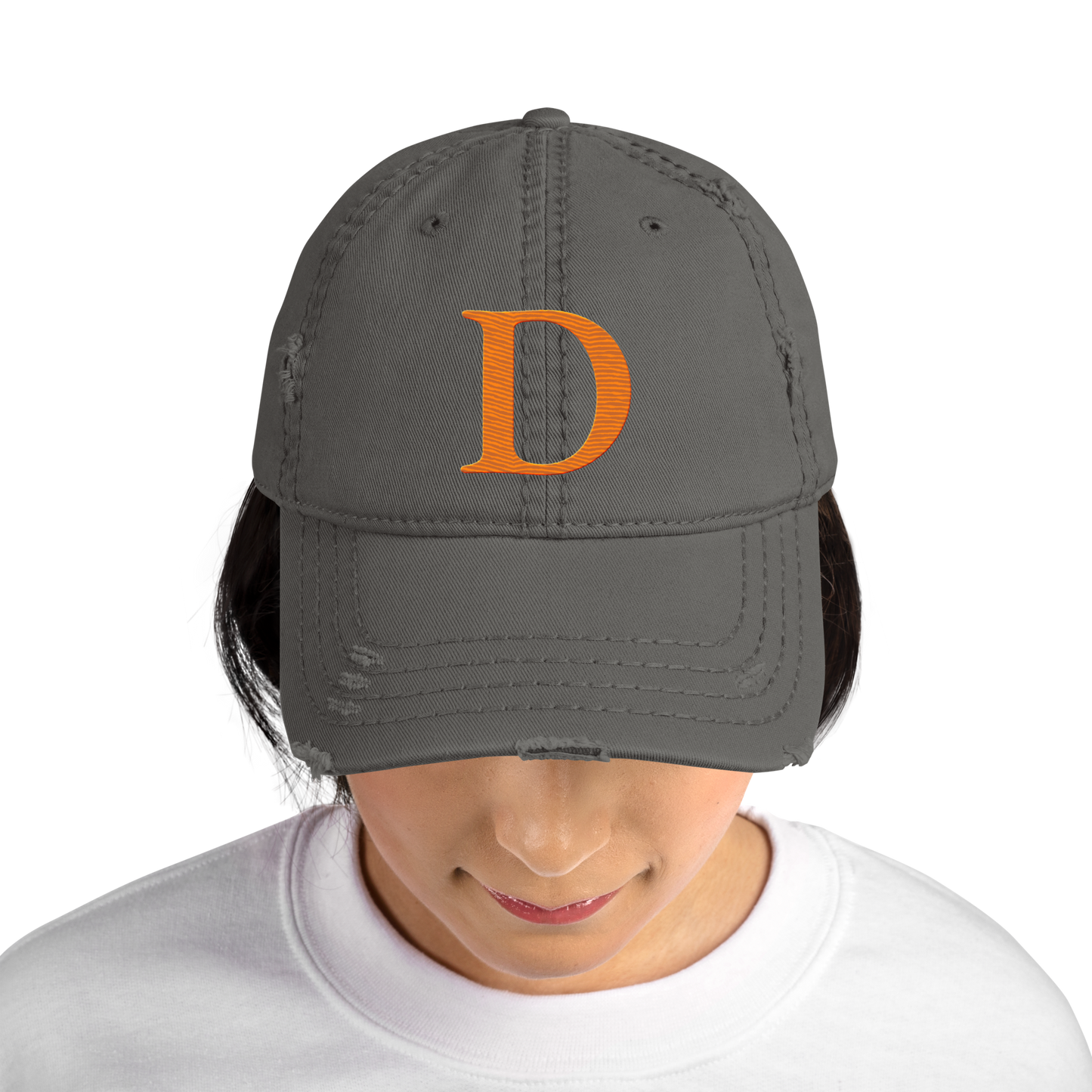 Detroit 'Old French D' Distressed Dad Hat | Orange