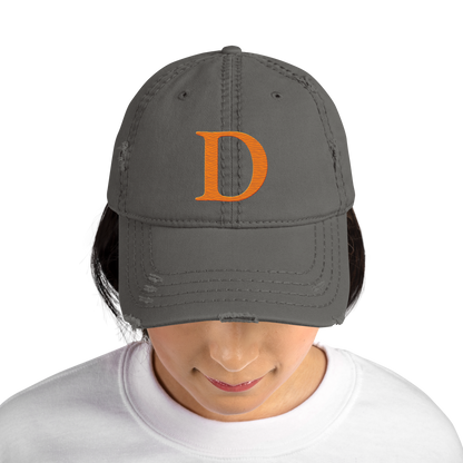 Detroit 'Old French D' Distressed Dad Hat | Orange