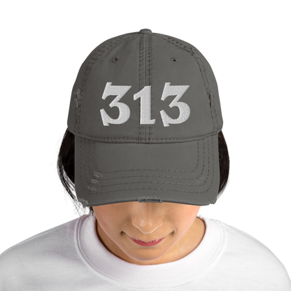 Detroit '313' Distressed Dad Hat (Angry Font)