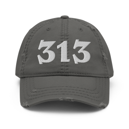 Detroit '313' Distressed Dad Hat (Angry Font)