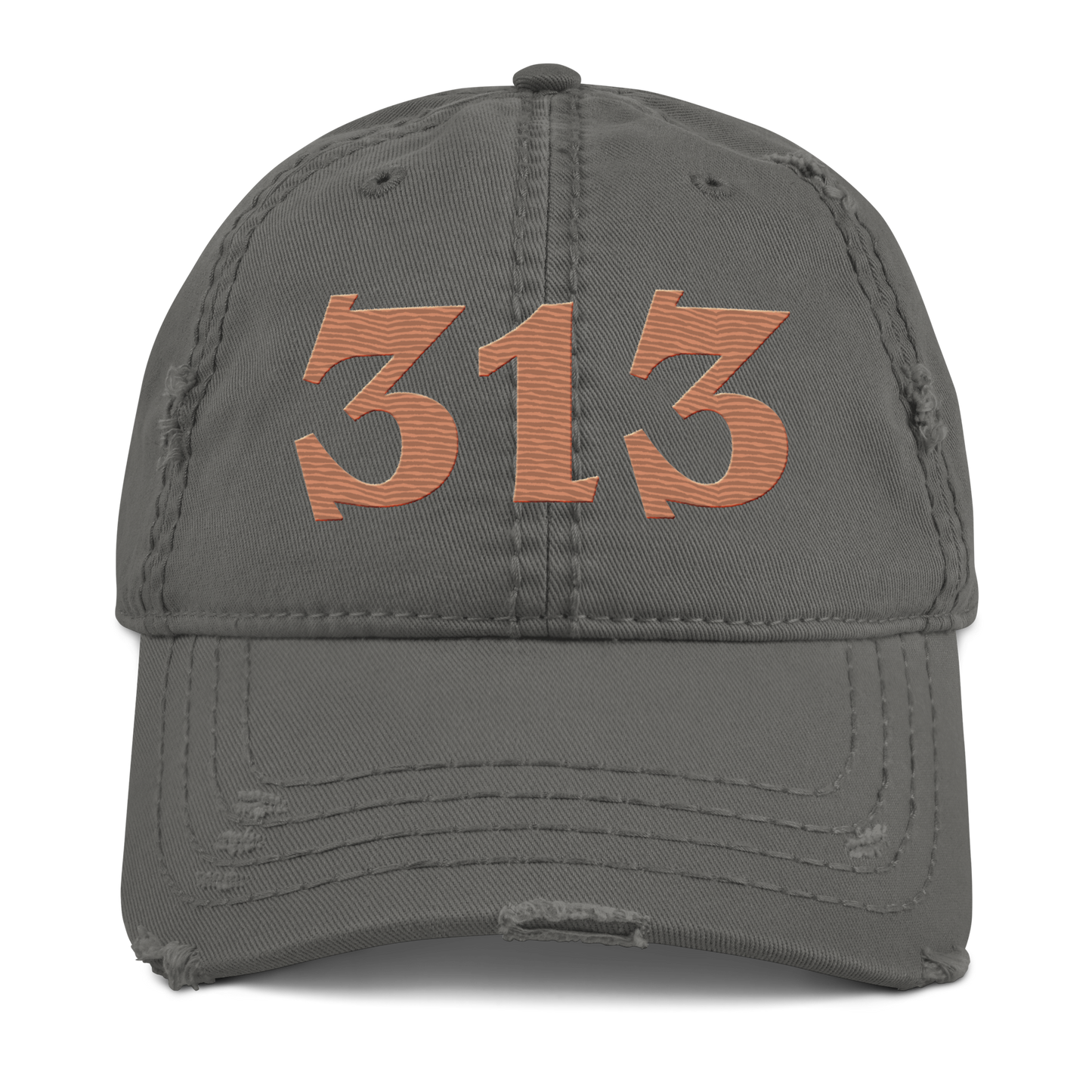 Detroit '313' Distressed Dad Hat (Angry Font) | Copper