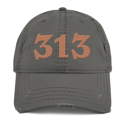 Detroit '313' Distressed Dad Hat (Angry Font) | Copper