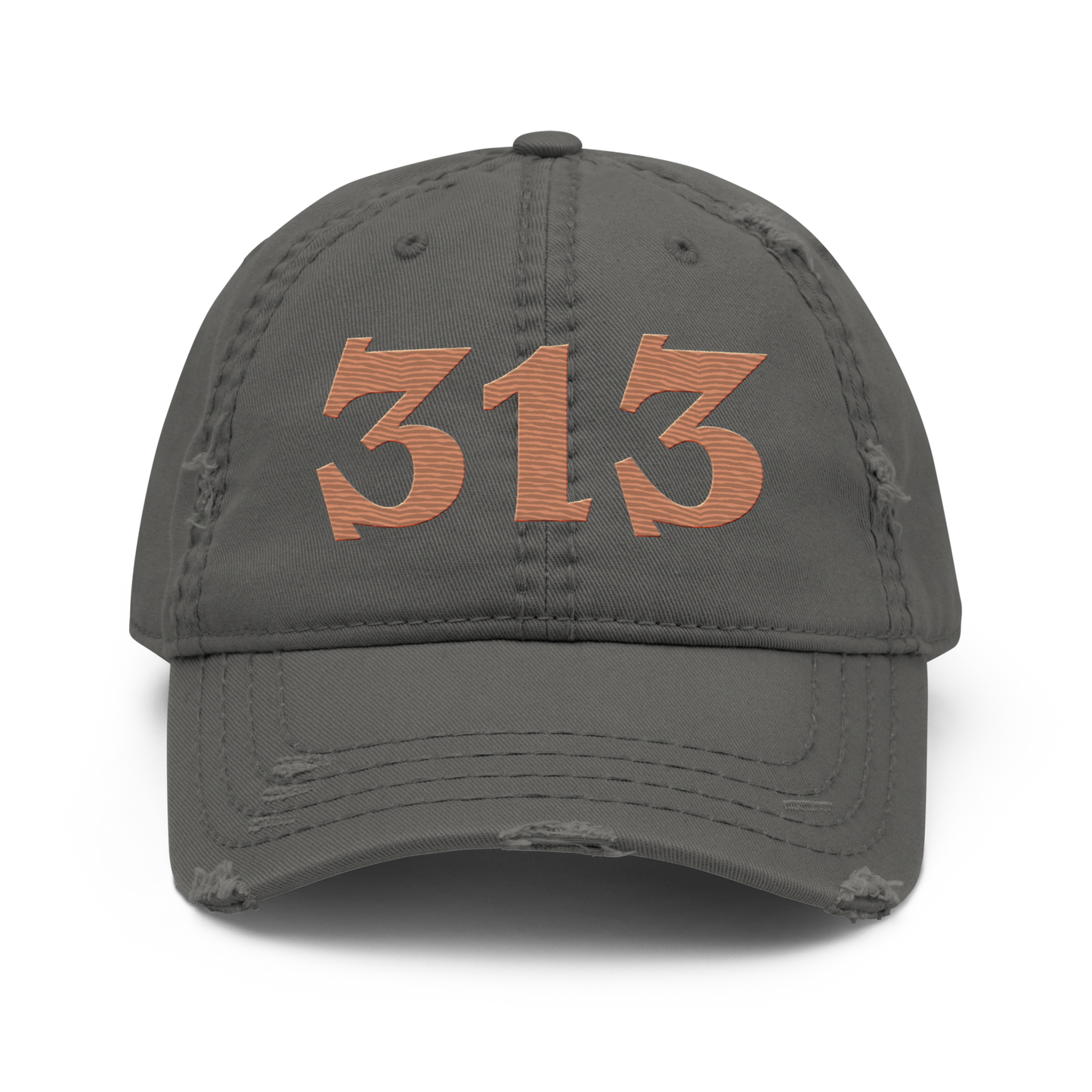 Detroit '313' Distressed Dad Hat (Angry Font) | Copper