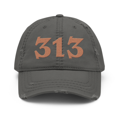 Detroit '313' Distressed Dad Hat (Angry Font) | Copper