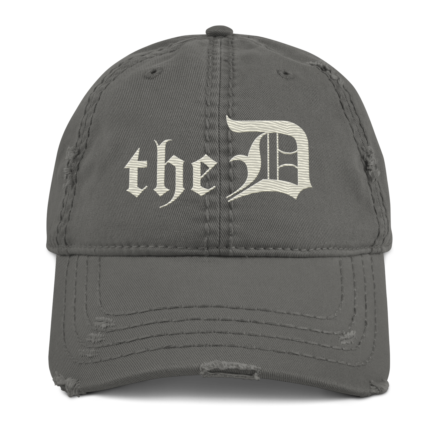 Detroit 'The D' Distressed Dad Hat | Ivory White