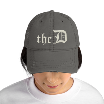 Detroit 'The D' Distressed Dad Hat | Ivory White