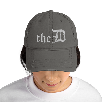 Detroit 'The D' Distressed Dad Hat | Platinum