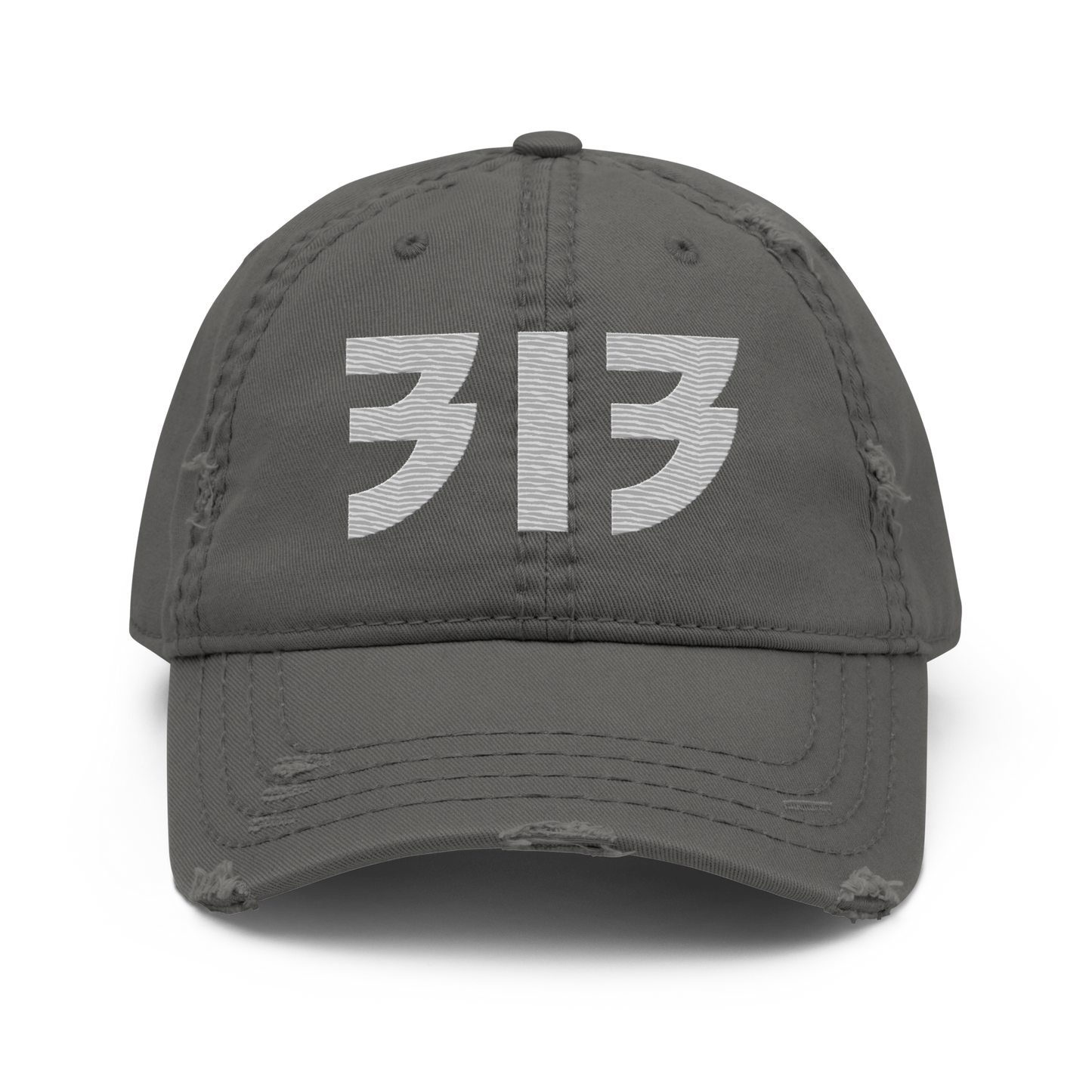 Detroit '313' Distressed Dad Hat (Glam Font) | Platinum