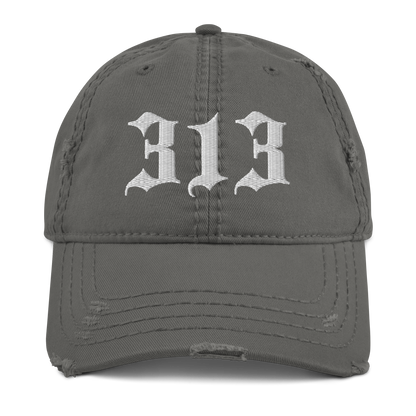 Detroit '313' Distressed Dad Hat (Old English)