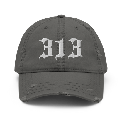 Detroit '313' Distressed Dad Hat (Old English)