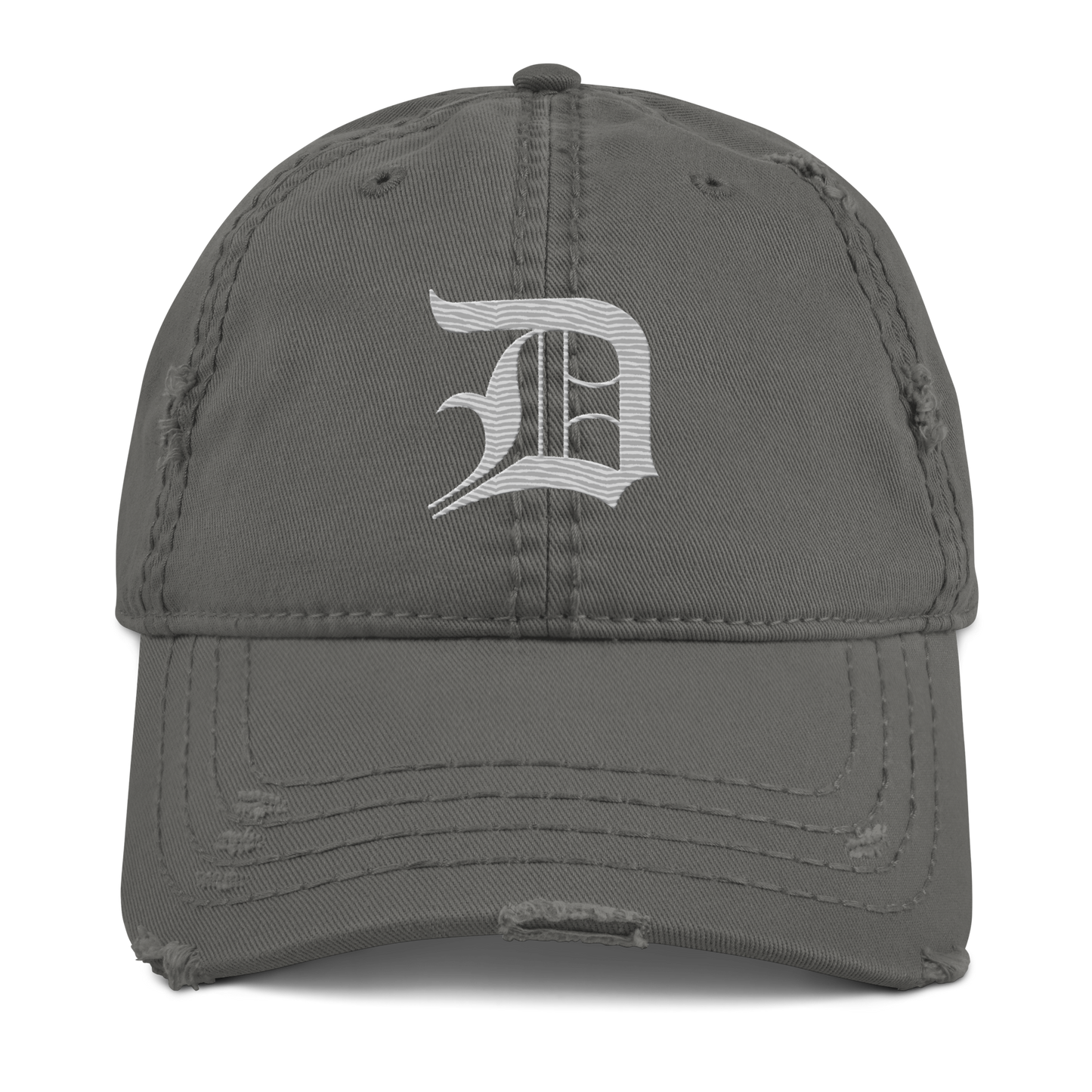 Detroit 'Old English D' Distressed Dad Hat | Platinum