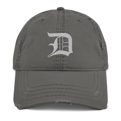 Detroit 'Old English D' Distressed Dad Hat | Platinum