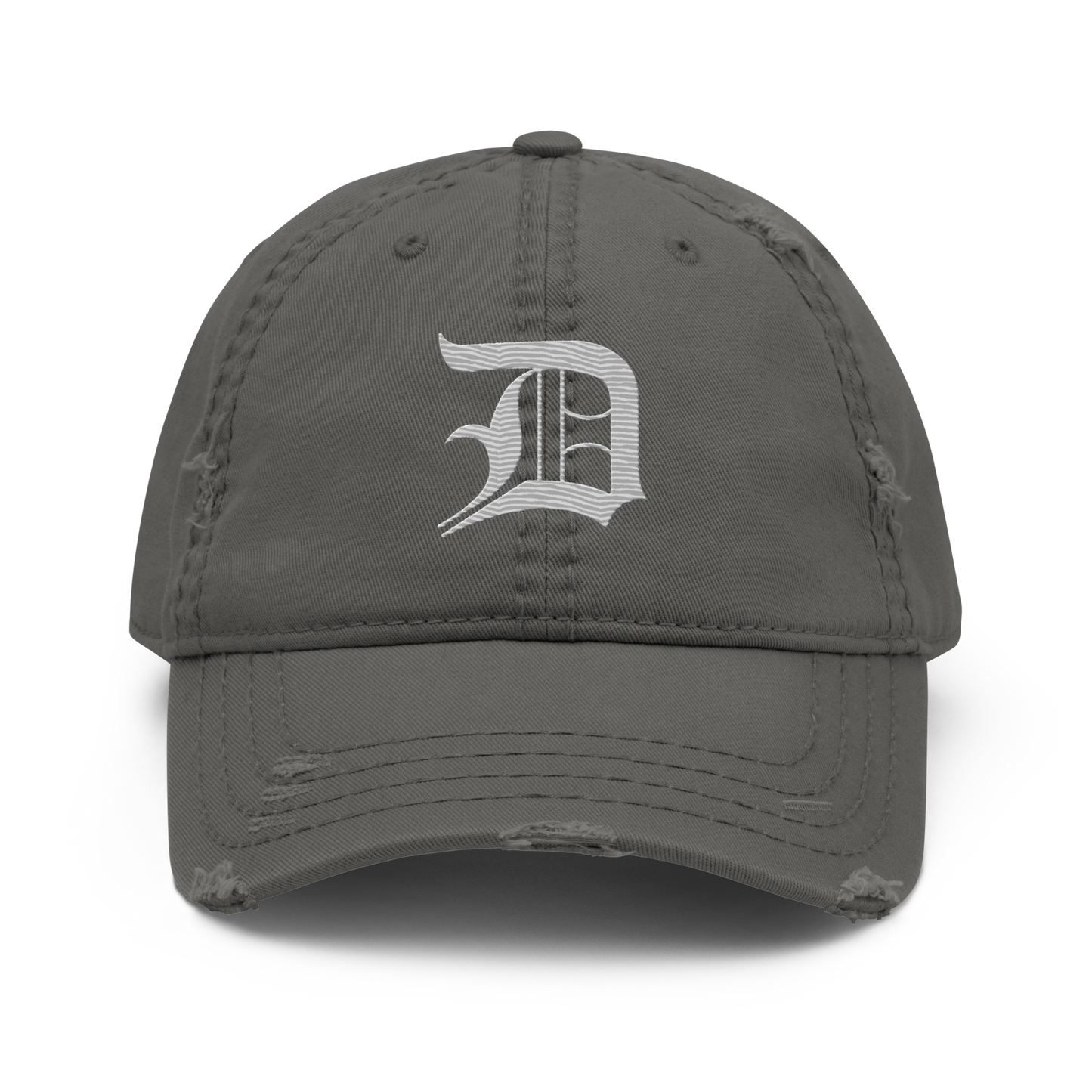 Detroit 'Old English D' Distressed Dad Hat | Platinum