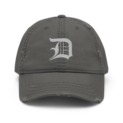 Detroit 'Old English D' Distressed Dad Hat | Platinum