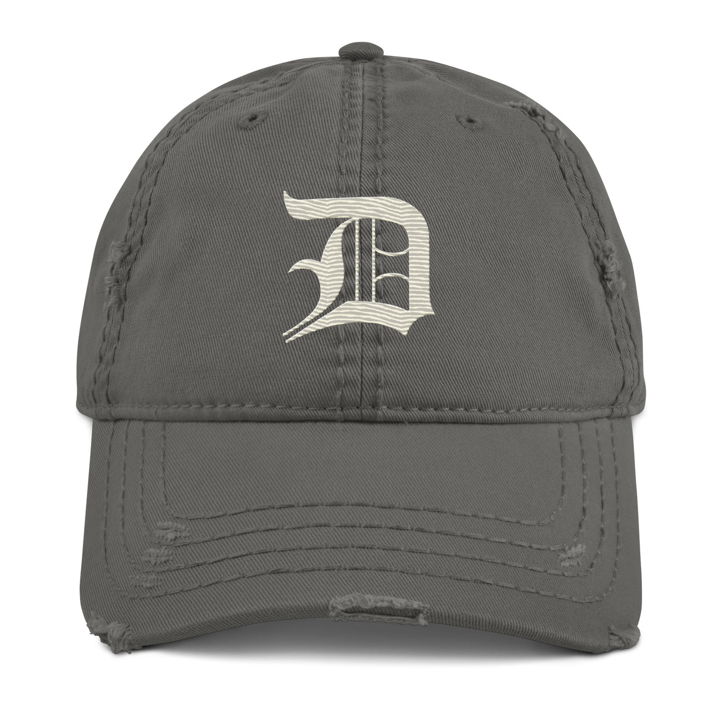 Detroit 'Old English D' Distressed Dad Hat (Ivory White)