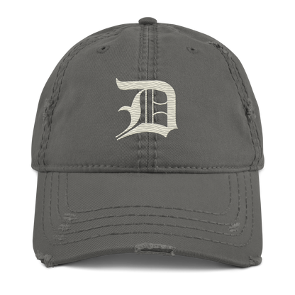 Detroit 'Old English D' Distressed Dad Hat (Ivory White)