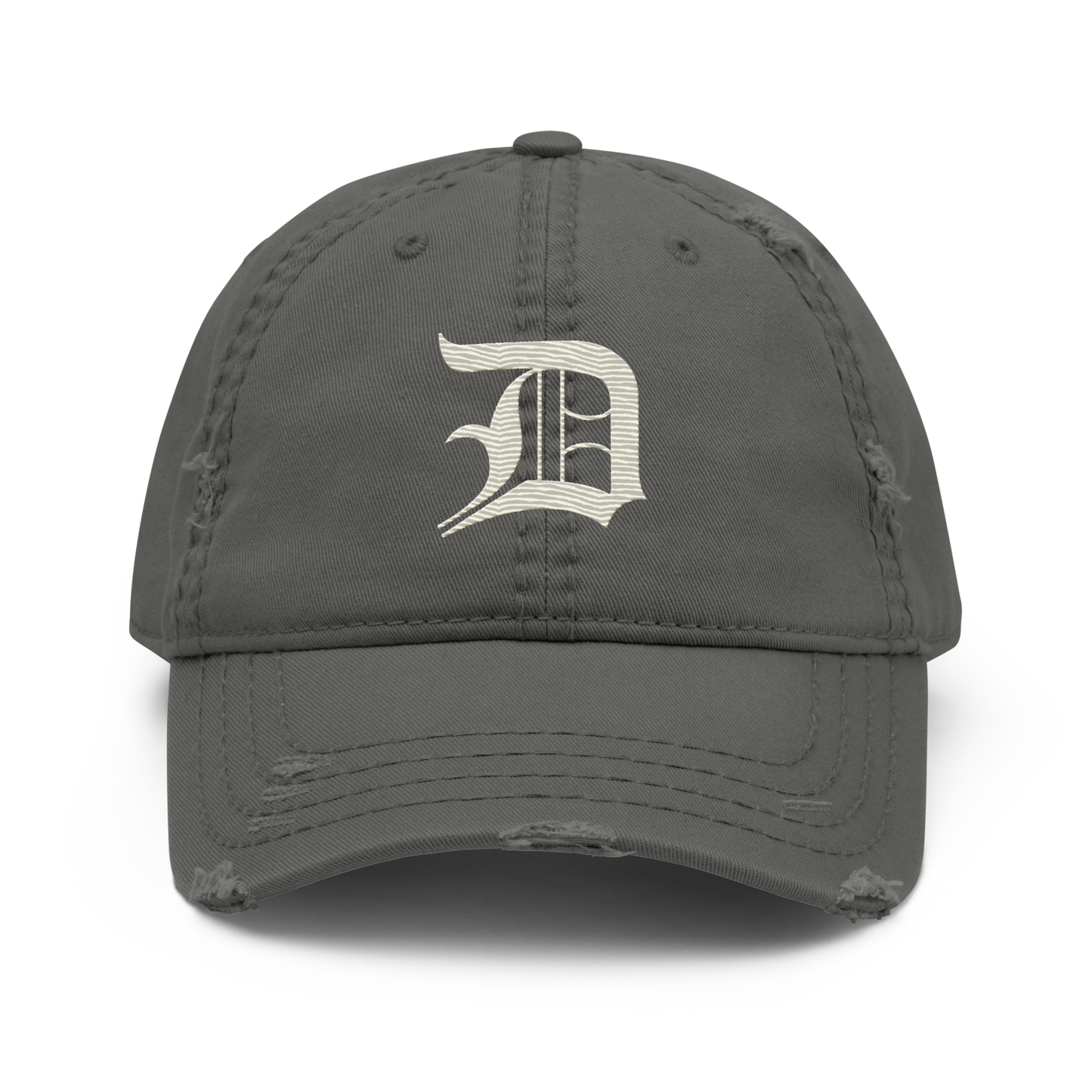 Detroit 'Old English D' Distressed Dad Hat (Ivory White)