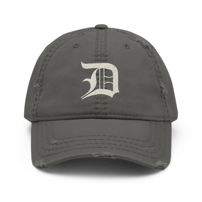 Detroit 'Old English D' Distressed Dad Hat (Ivory White)