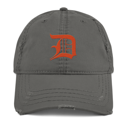 Detroit 'Old English D' Distressed Dad Hat (Maple Leaf Orange)