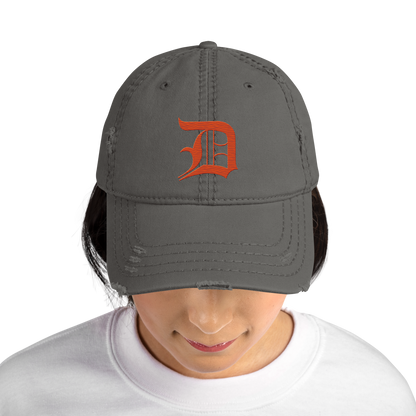 Detroit 'Old English D' Distressed Dad Hat (Maple Leaf Orange)