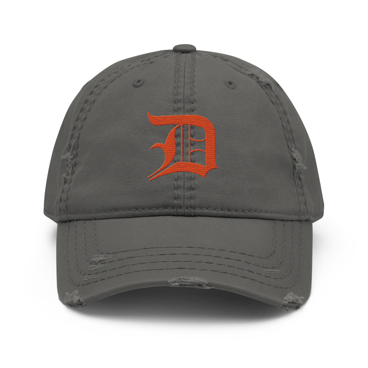 Detroit 'Old English D' Distressed Dad Hat (Maple Leaf Orange)