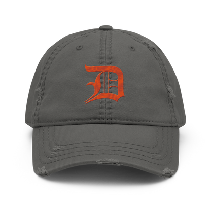 Detroit 'Old English D' Distressed Dad Hat (Maple Leaf Orange)