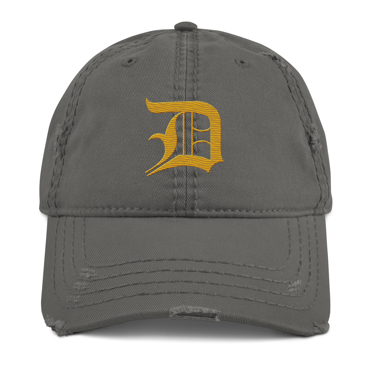 Detroit 'Old English D' Distressed Dad Hat (Gold)