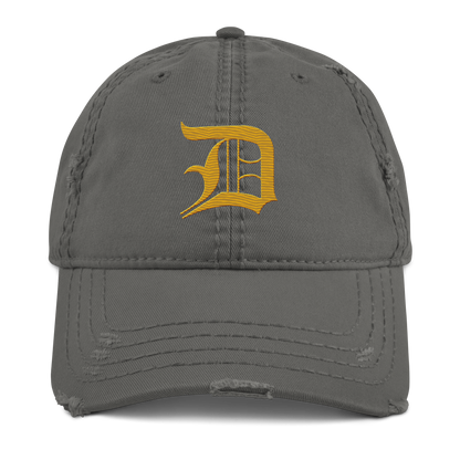 Detroit 'Old English D' Distressed Dad Hat (Gold)