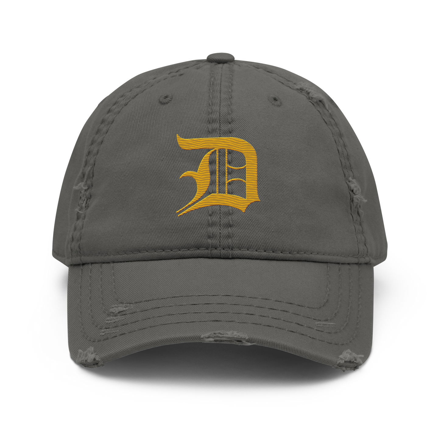 Detroit 'Old English D' Distressed Dad Hat (Gold)