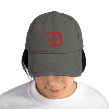 Detroit 'Old English D' Distressed Dad Hat (Aliform Red)