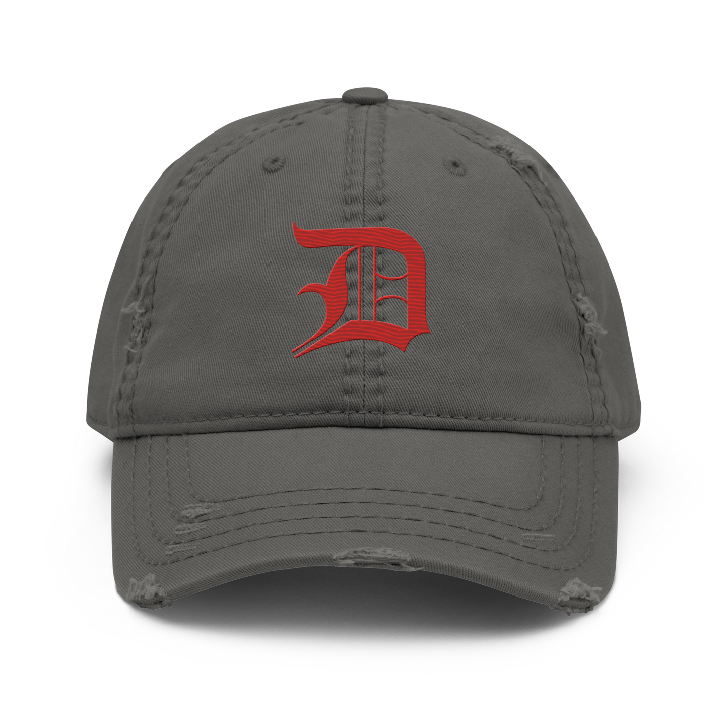 Detroit 'Old English D' Distressed Dad Hat (Aliform Red)