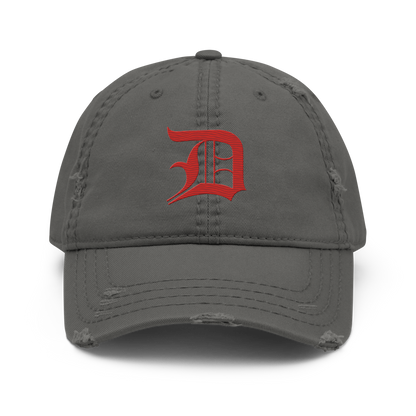 Detroit 'Old English D' Distressed Dad Hat (Aliform Red)