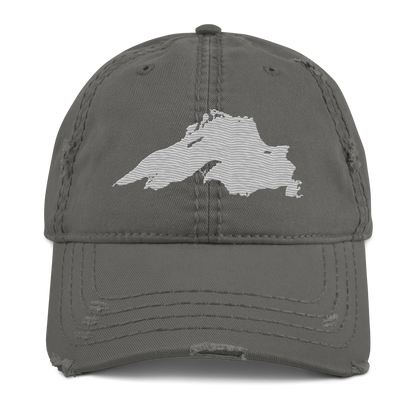 Lake Superior Distressed Dad Hat | Platinum