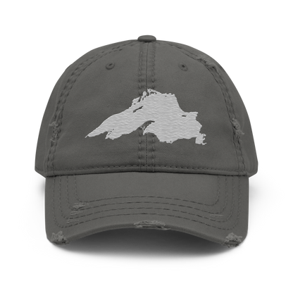 Lake Superior Distressed Dad Hat | Platinum