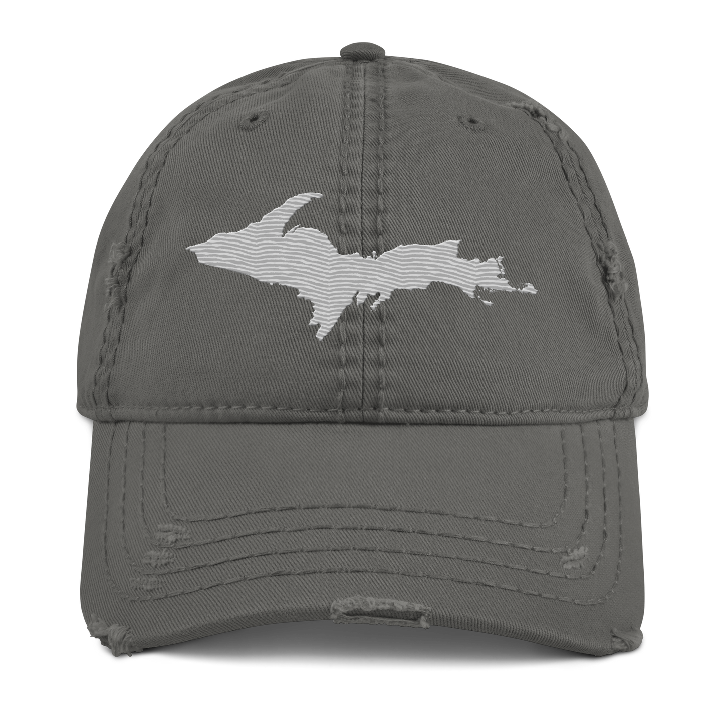 Upper Peninsula Distressed Dad Hat | Platinum