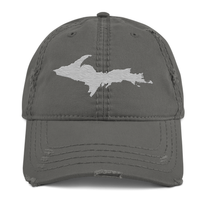 Upper Peninsula Distressed Dad Hat | Platinum