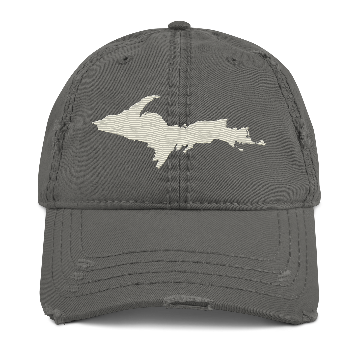 Upper Peninsula Distressed Dad Hat | Ivory White