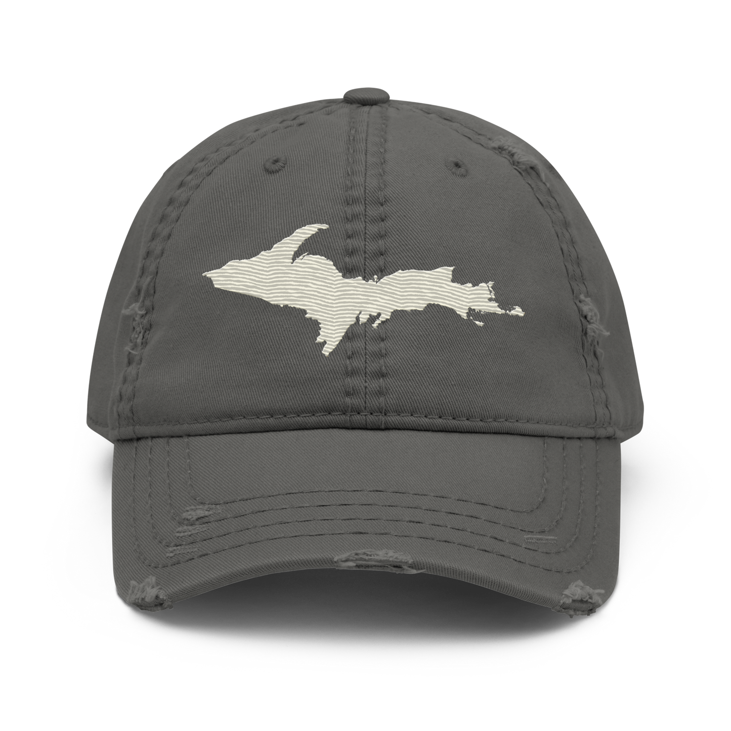 Upper Peninsula Distressed Dad Hat | Ivory White