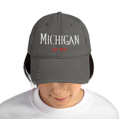 'Michigan 1837' Distressed Dad Hat | Spooky Drama Parody