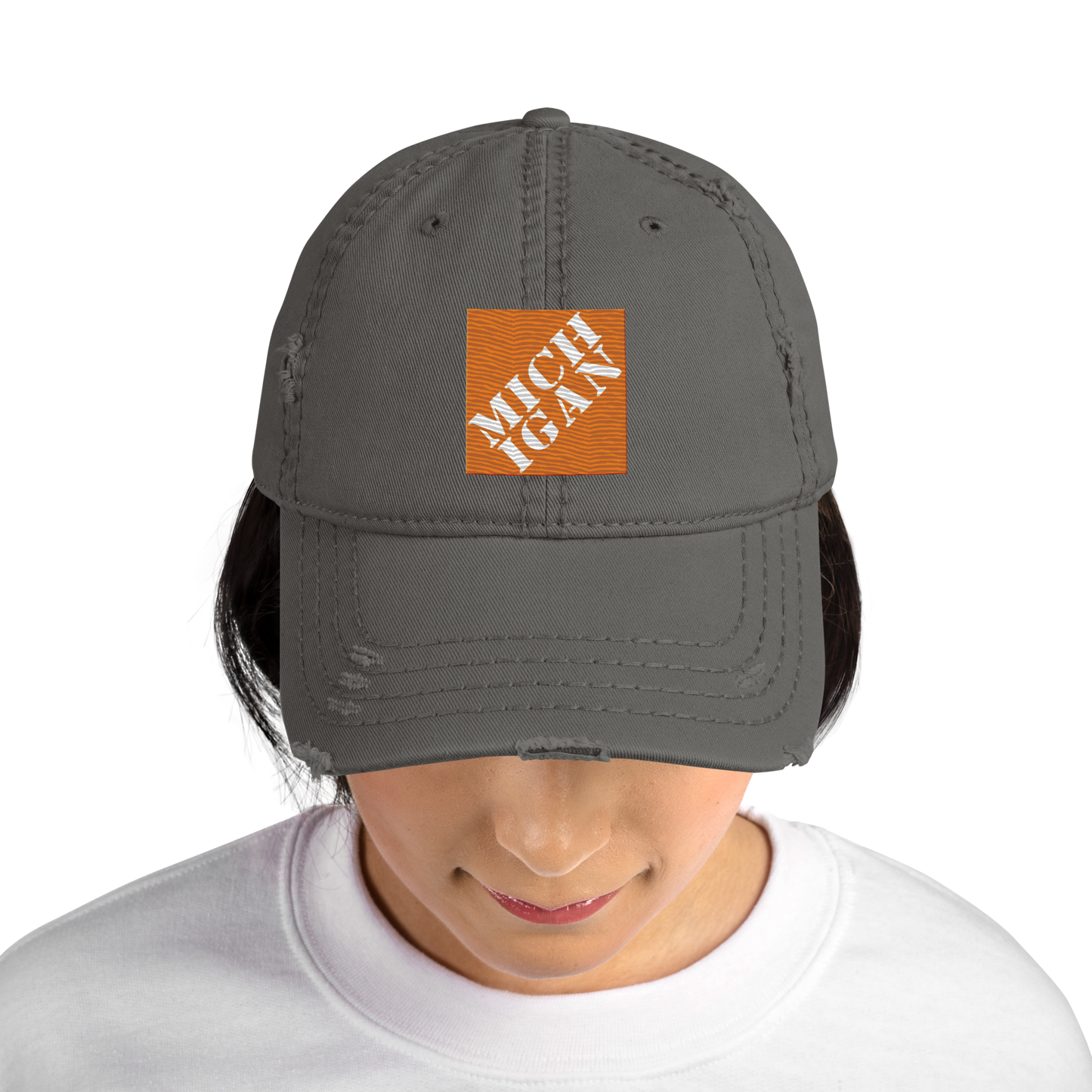 'Michigan' Distressed Dad Hat | Construction Retail Parody