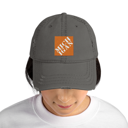 'Michigan' Distressed Dad Hat | Construction Retail Parody