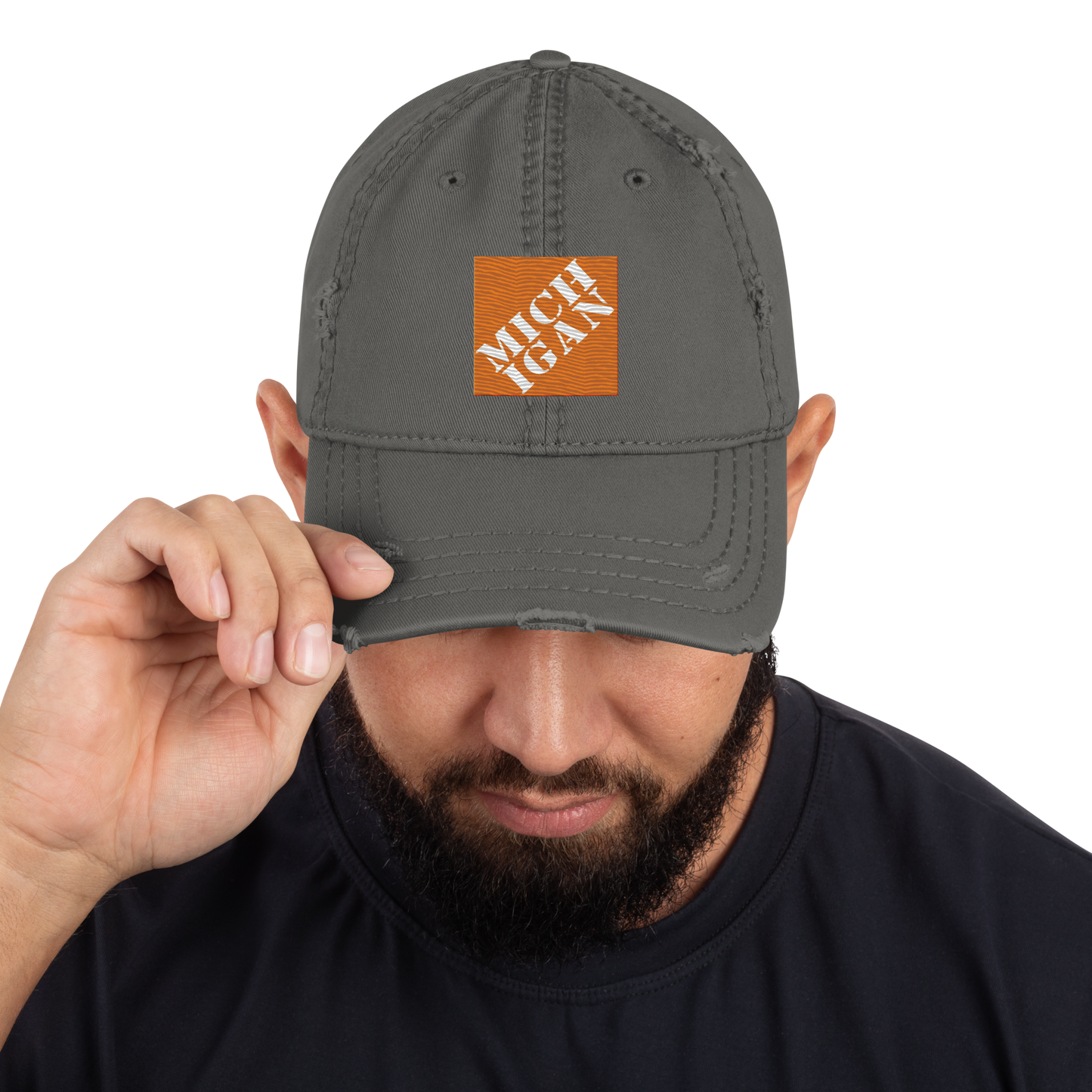 'Michigan' Distressed Dad Hat | Construction Retail Parody