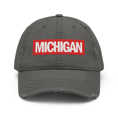 'Michigan' Distressed Dad Hat | Superhero Factory Parody