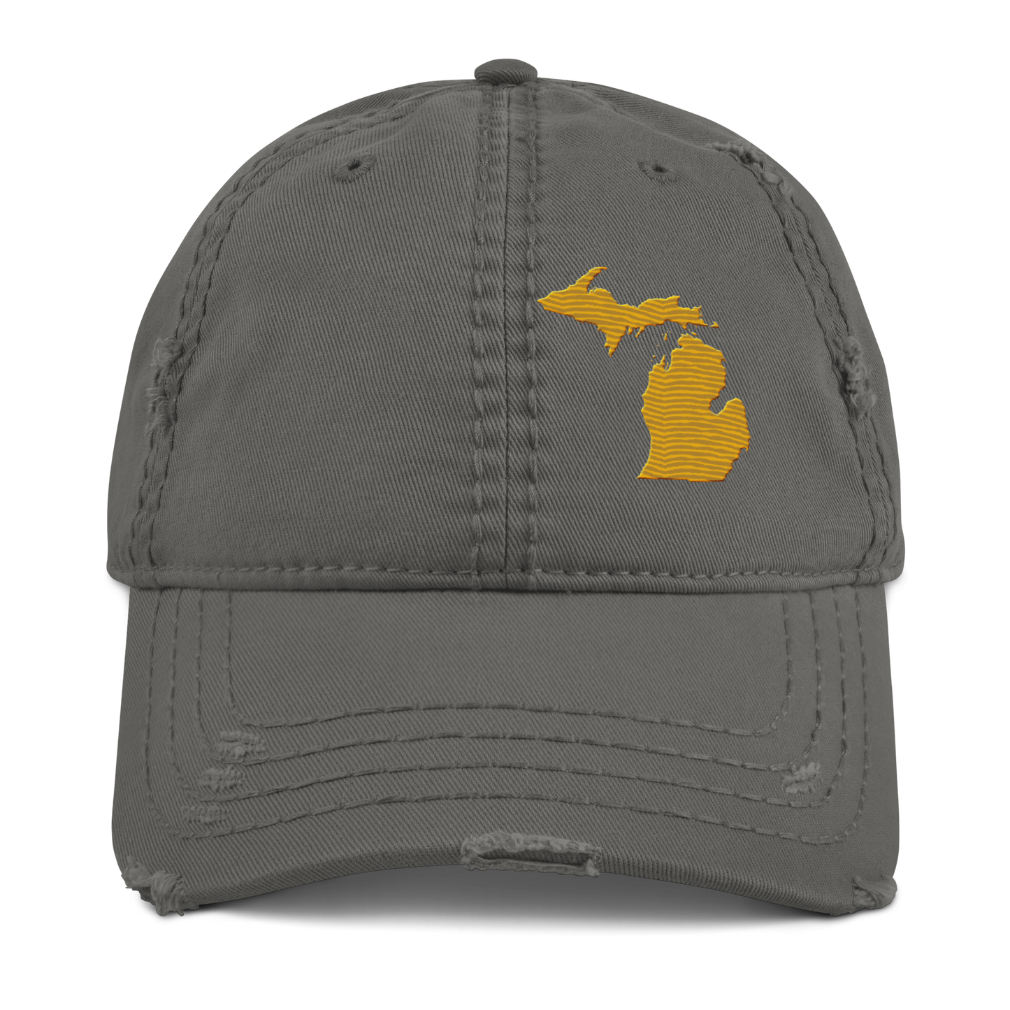 Michigan Distressed Dad Hat | Gold Outline