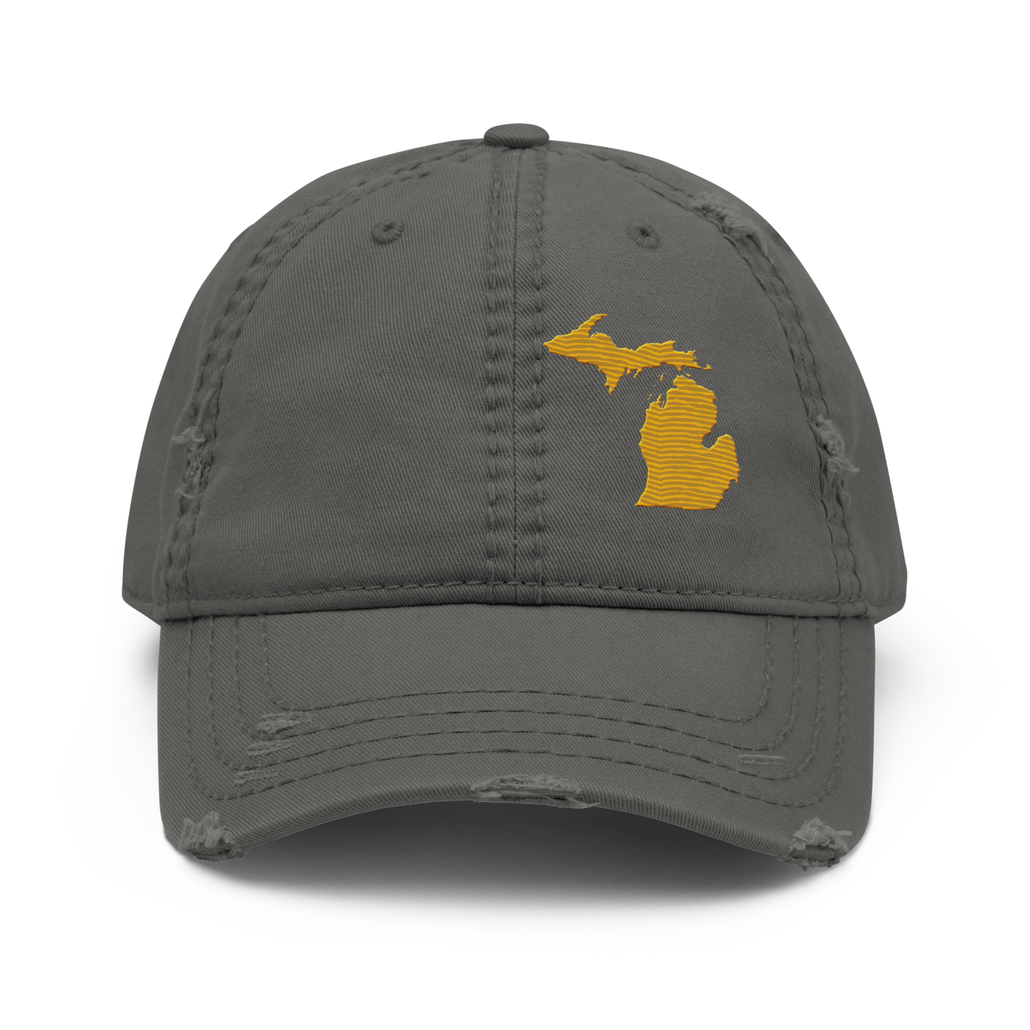 Michigan Distressed Dad Hat | Gold Outline