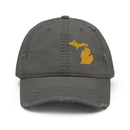 Michigan Distressed Dad Hat | Gold Outline