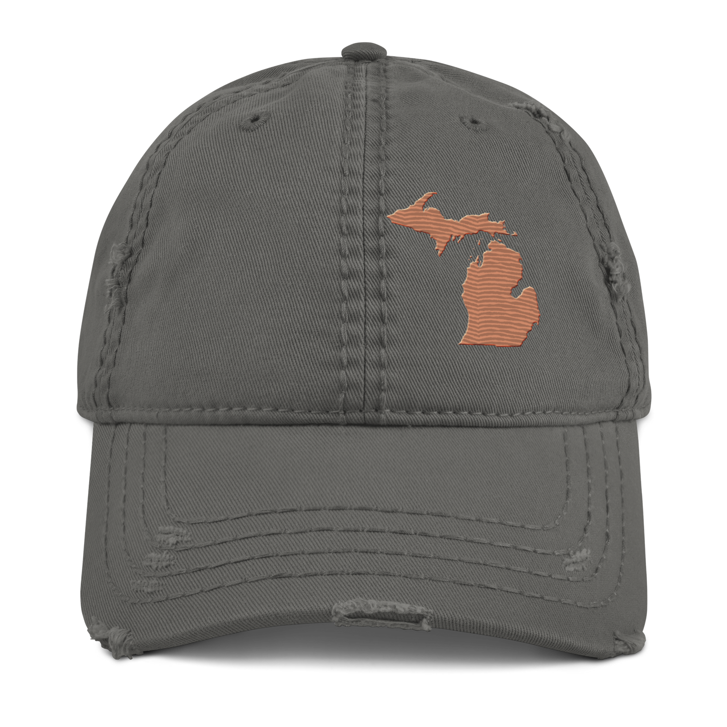 Michigan Distressed Dad Hat | Copper Outline