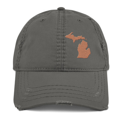 Michigan Distressed Dad Hat | Copper Outline