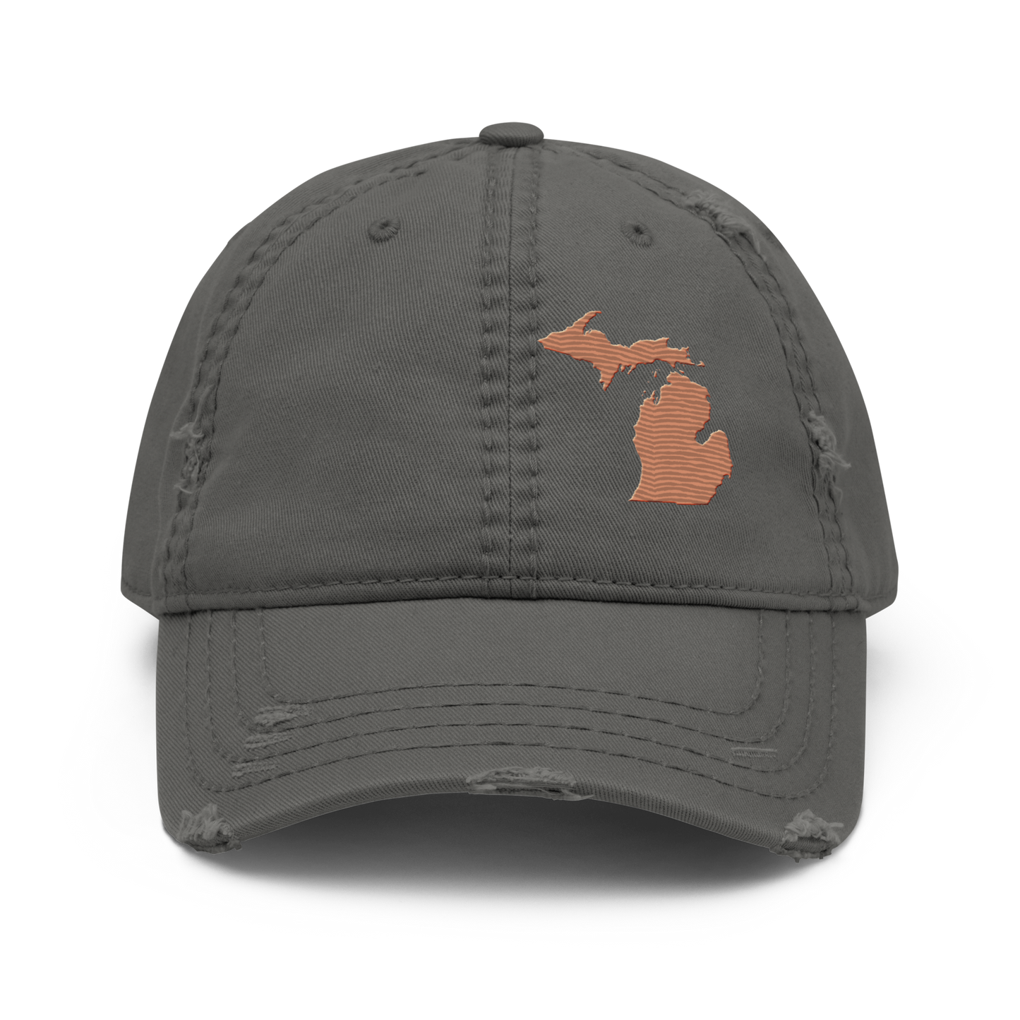 Michigan Distressed Dad Hat | Copper Outline