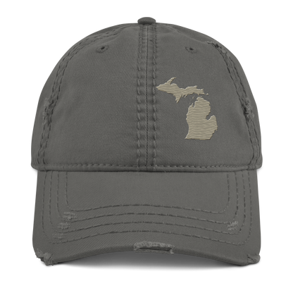 Michigan Distressed Dad Hat | Petoskey Beige Outline